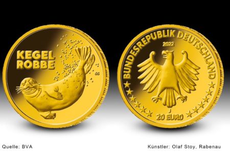 Kegelrobbe ziert die neue 20-€-Goldmünze