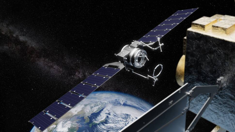 Der Rise-Satellite soll 2028 an einen ausrangierten geostationären Satelliten andocken und diesen abschleppen.