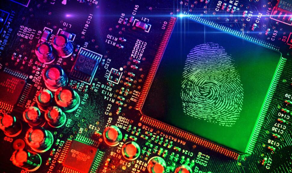 Fingerabdruck auf Computerchip